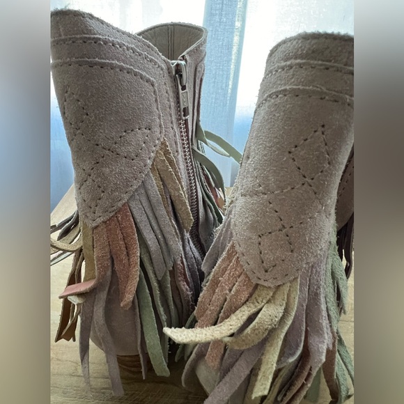 Free People Lawless Fringe Suede Western Boot in Pink Multi - Picture 7 of 11